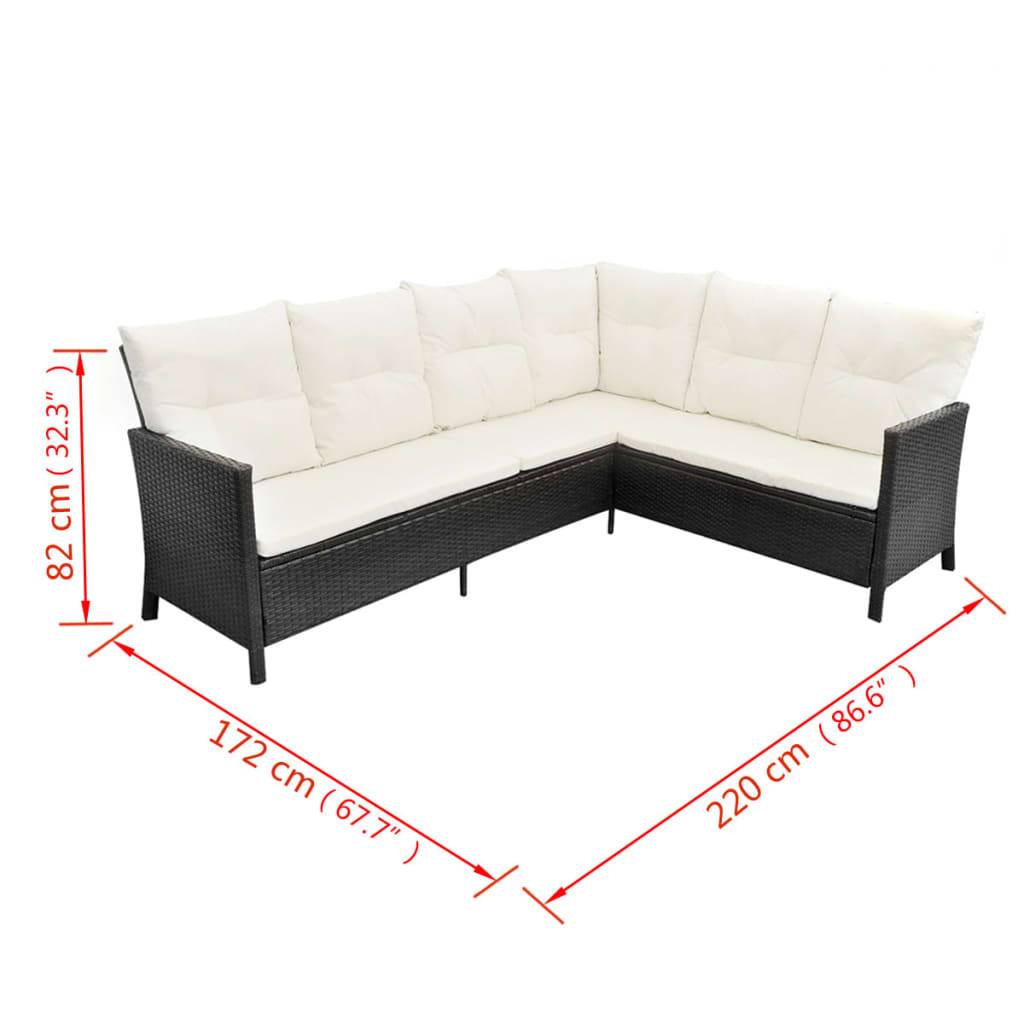 Set Divani da Giardino 4 pz con Cuscini in Polyrattan Nero