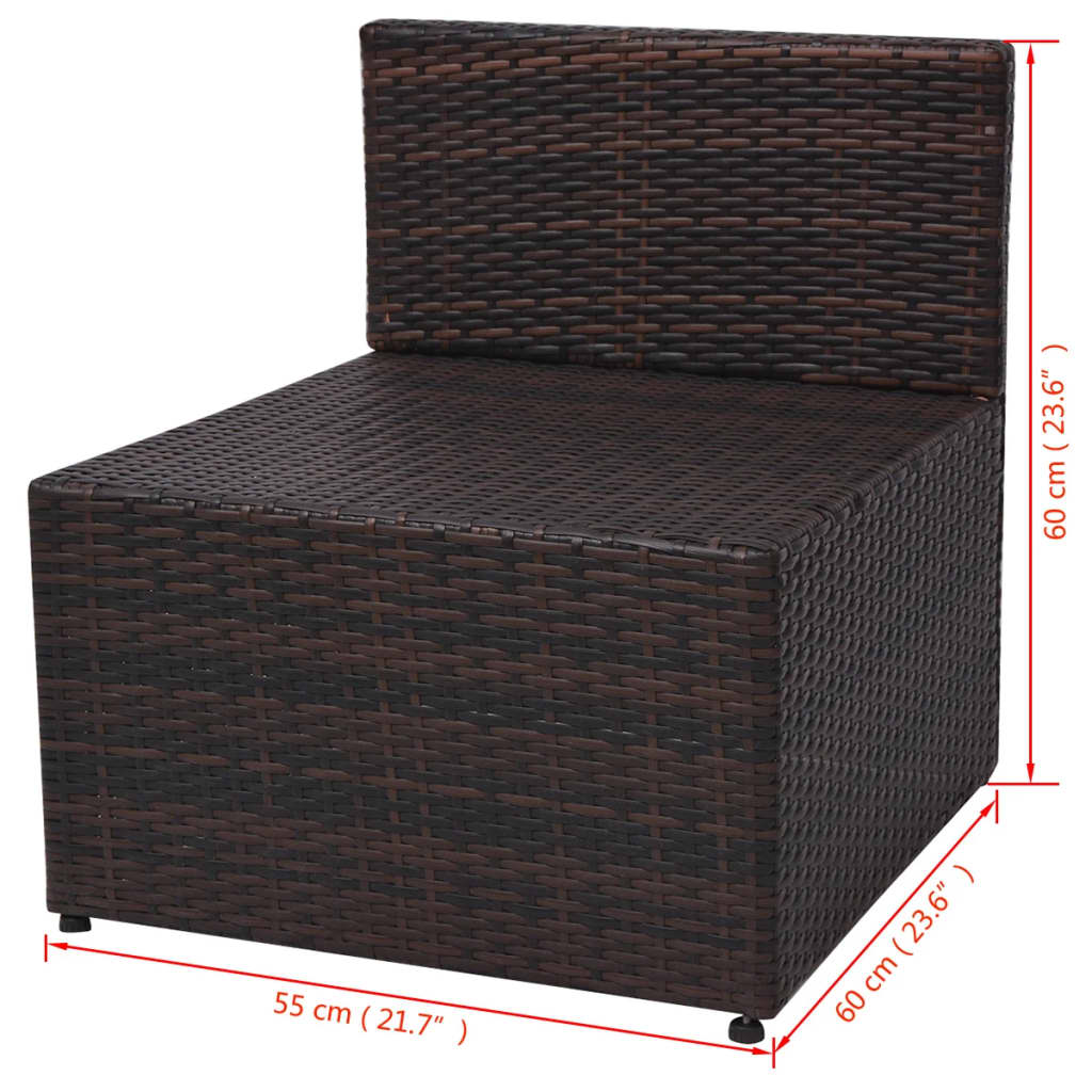 Set Divani da Giardino 5 pz con Cuscini in Polyrattan Marrone