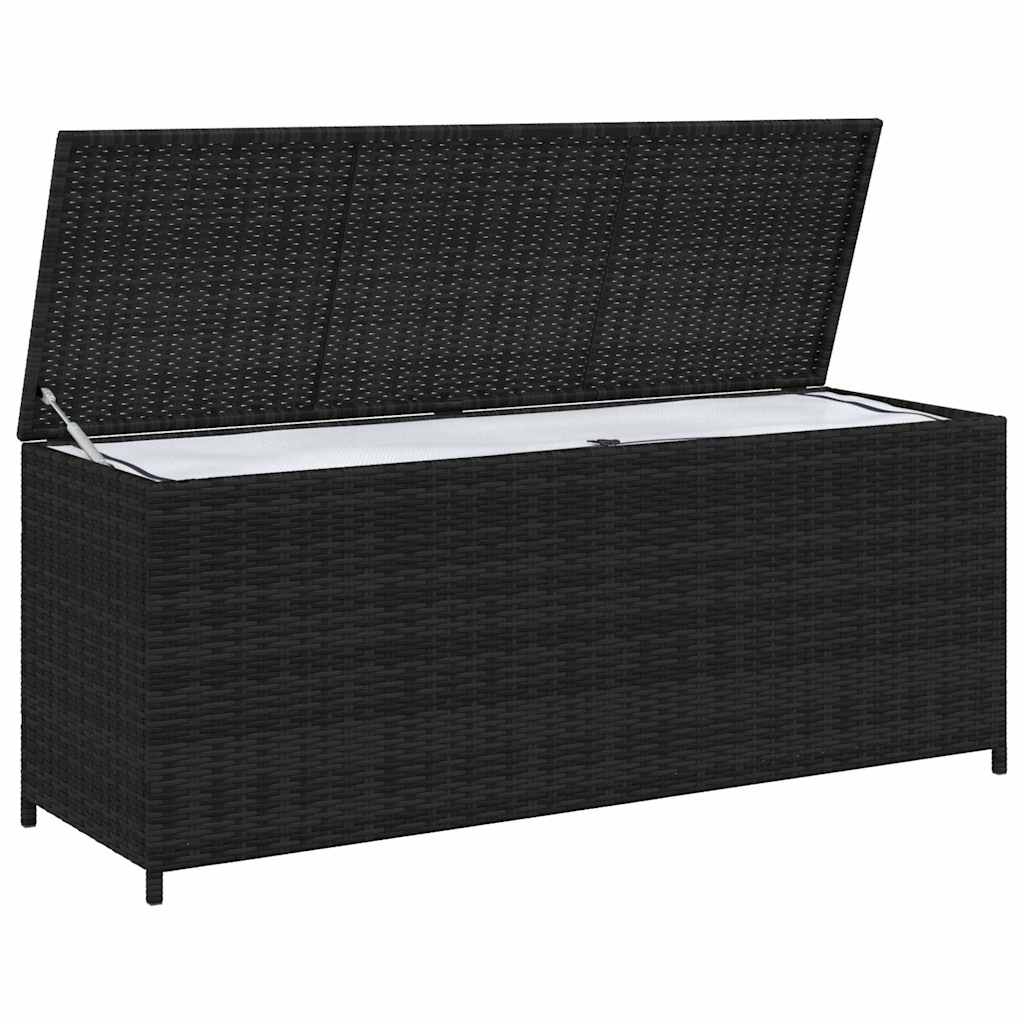 Baule da Giardino Nero 150x50x60 cm in Polyrattan