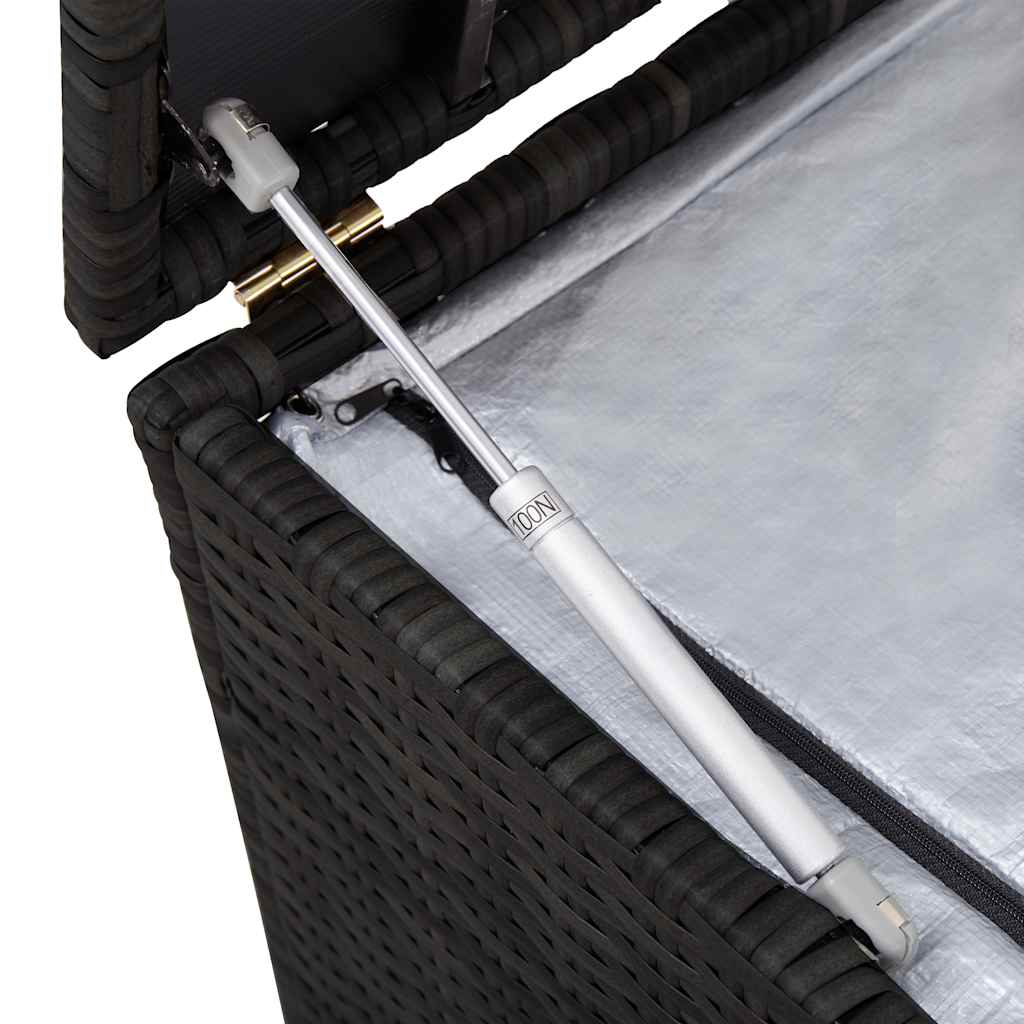 Baule da Giardino Nero 150x50x60 cm in Polyrattan