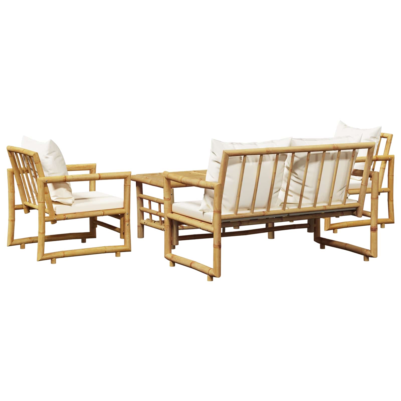 Set Divani da Giardino 4 pz con Cuscini in Bambù