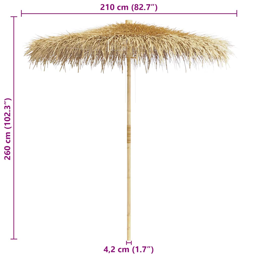Parasole in Bambù con Copertura con Foglie di Banana 210 cm