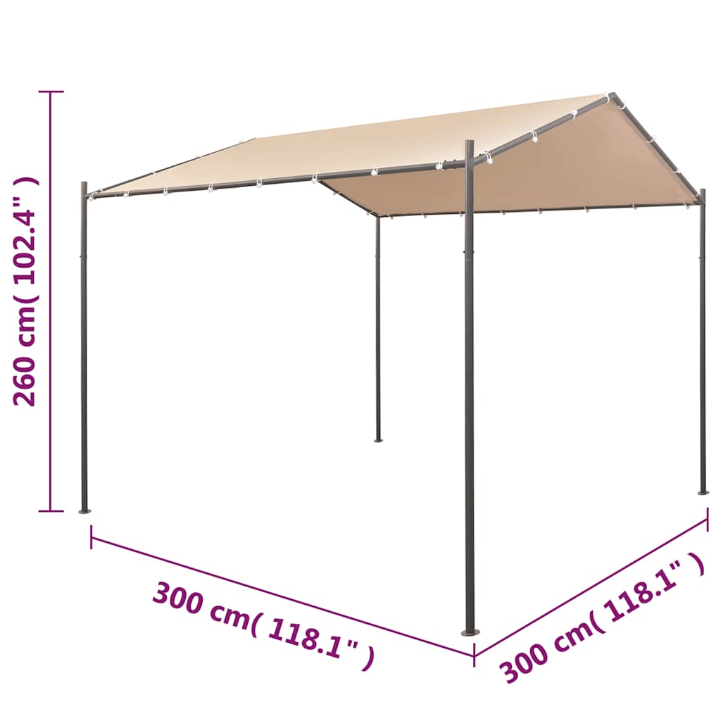 Gazebo Padiglione Tenda Tettoia 3x3 m Acciaio Beige