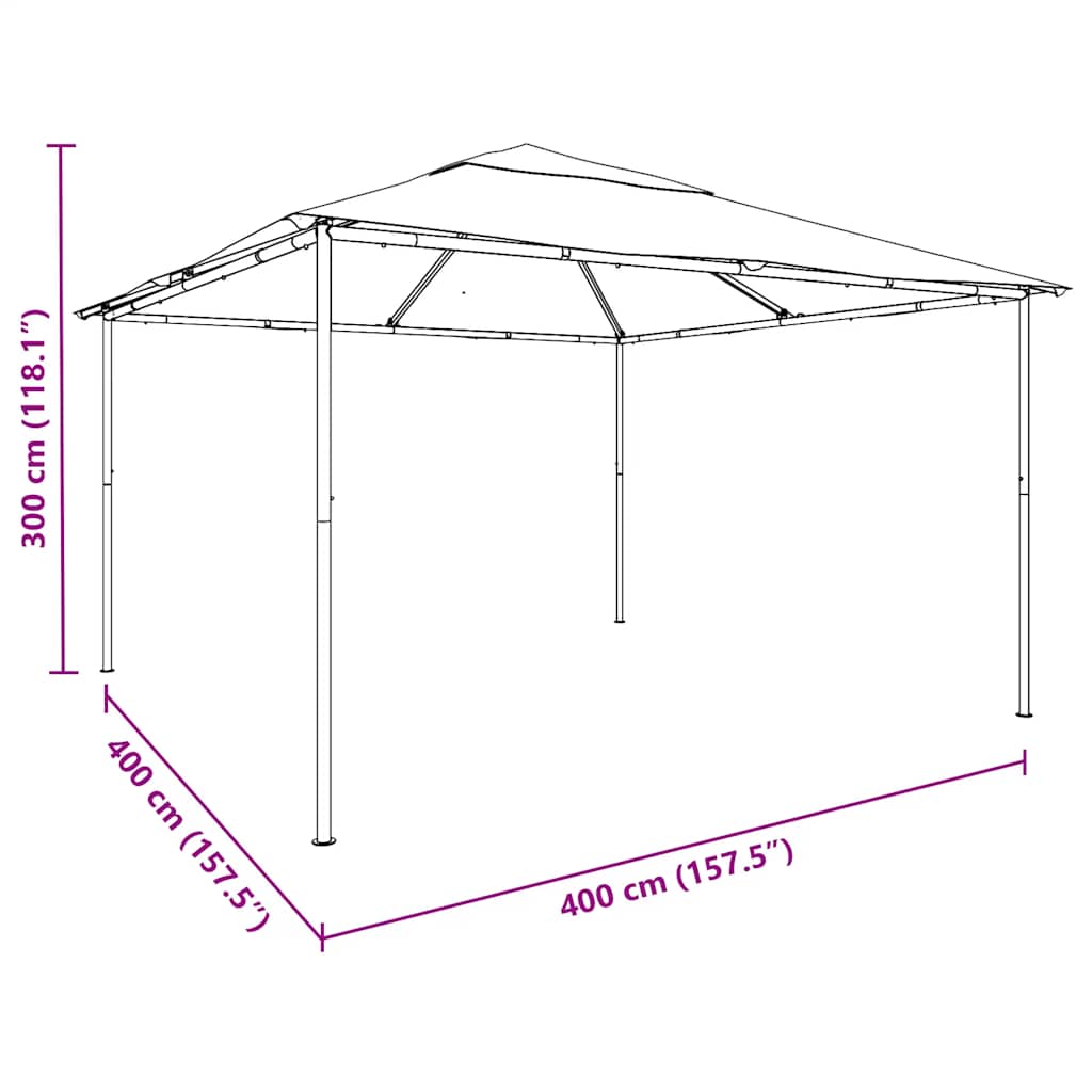 Gazebo Padiglione Tenda Tettoia 4x4 m Acciaio Beige