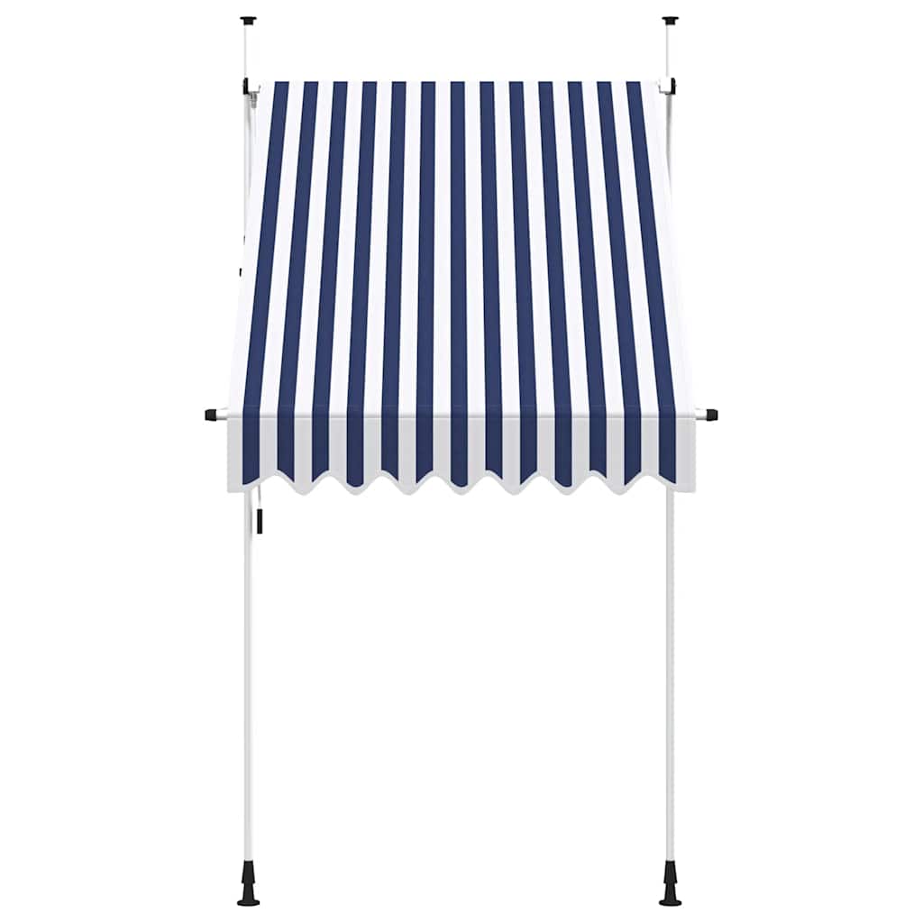 Tenda da Sole Retrattile Manuale 150 cm a Strisce Blu e Bianche