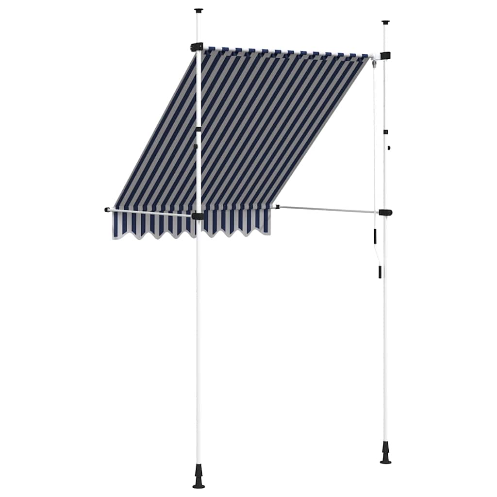 Tenda da Sole Retrattile Manuale 150 cm a Strisce Blu e Bianche
