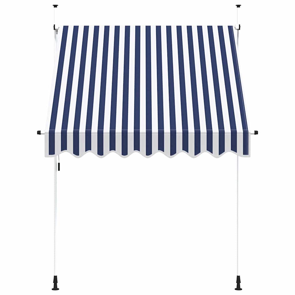 Tenda da Sole Retrattile Manuale 200 cm a Strisce Blu e Bianche