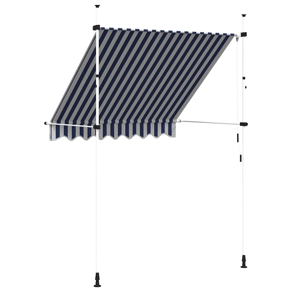 Tenda da Sole Retrattile Manuale 200 cm a Strisce Blu e Bianche