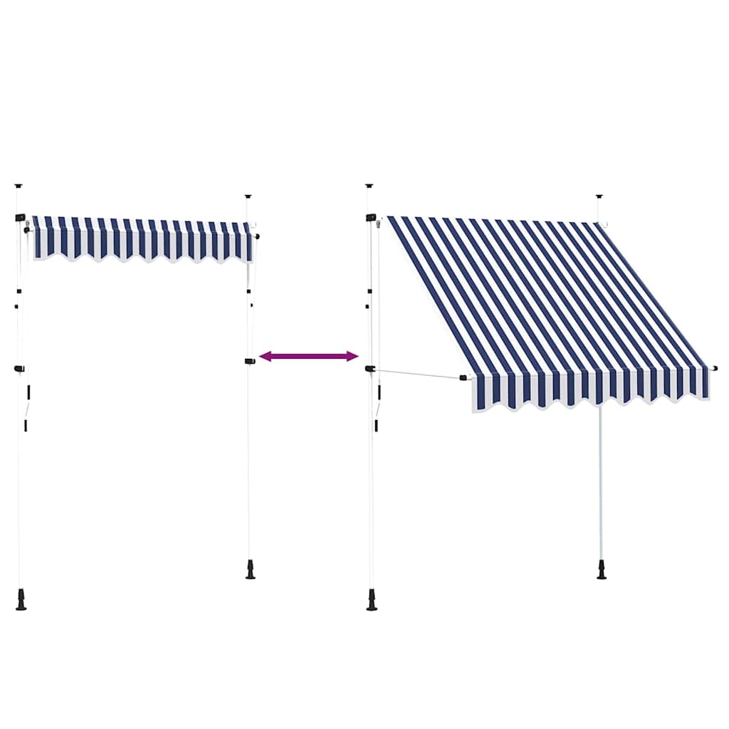 Tenda da Sole Retrattile Manuale 200 cm a Strisce Blu e Bianche