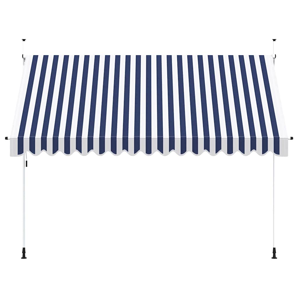 Tenda da Sole Retrattile Manuale 350 cm a Strisce Blu e Bianche