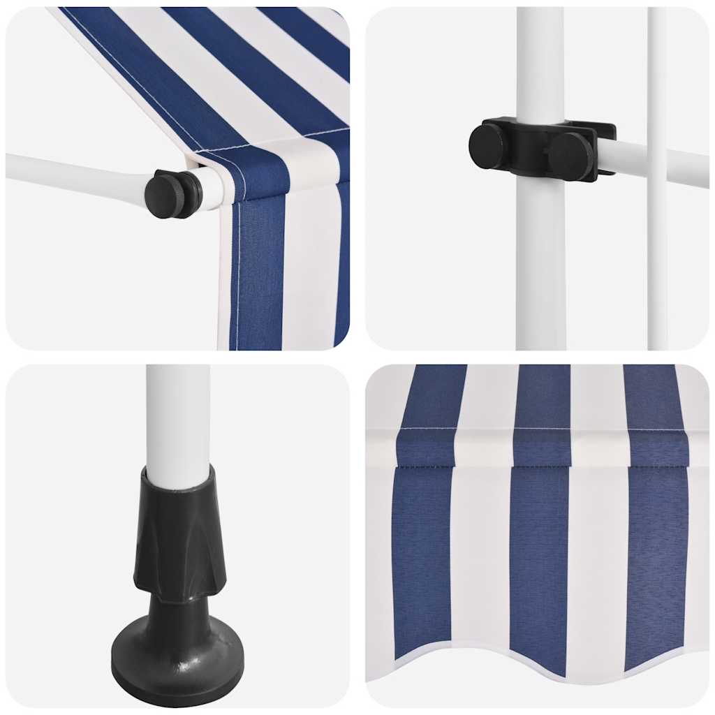 Tenda da Sole Retrattile Manuale 400 cm a Strisce Blu e Bianche