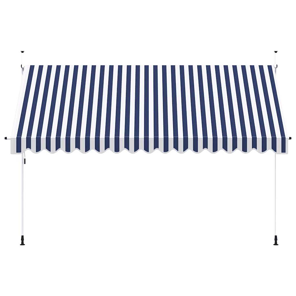 Tenda da Sole Retrattile Manuale 400 cm a Strisce Blu e Bianche