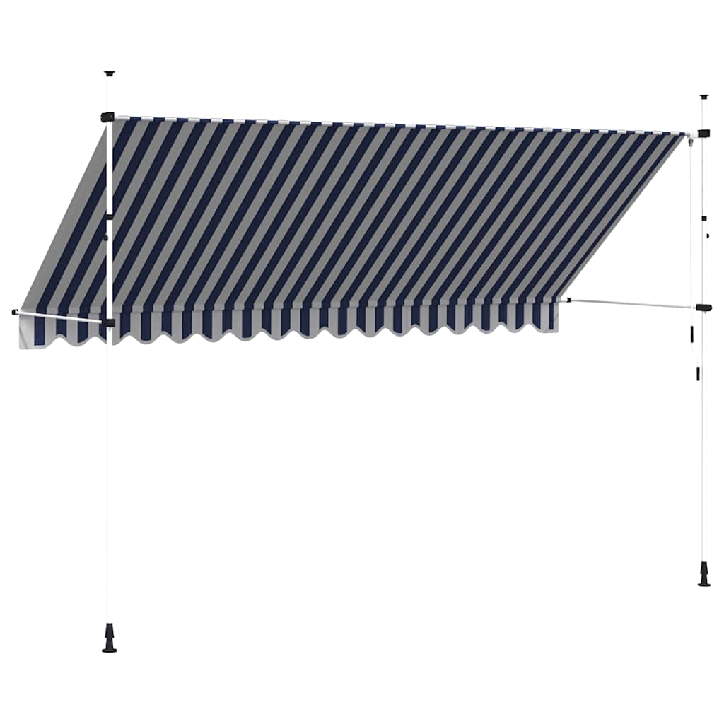 Tenda da Sole Retrattile Manuale 400 cm a Strisce Blu e Bianche