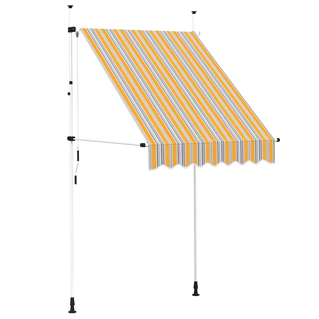 Tenda da Sole Retrattile Manuale 150 cm a Strisce Blu e Gialle