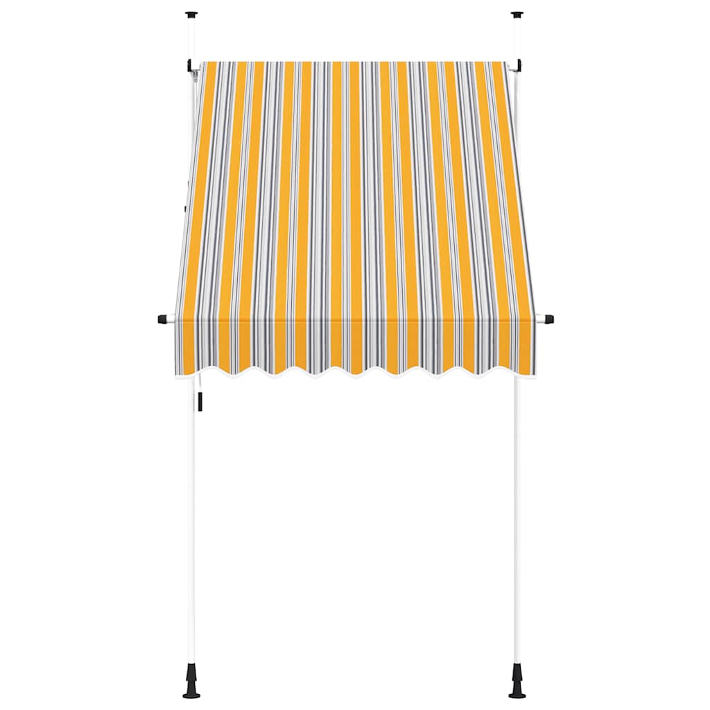 Tenda da Sole Retrattile Manuale 150 cm a Strisce Blu e Gialle