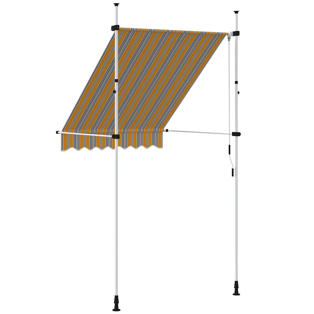 Tenda da Sole Retrattile Manuale 150 cm a Strisce Blu e Gialle