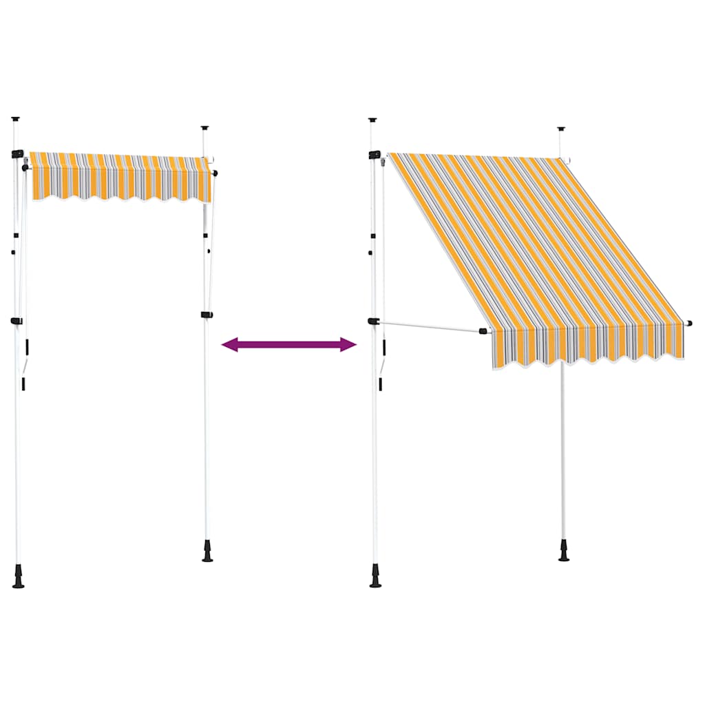 Tenda da Sole Retrattile Manuale 150 cm a Strisce Blu e Gialle