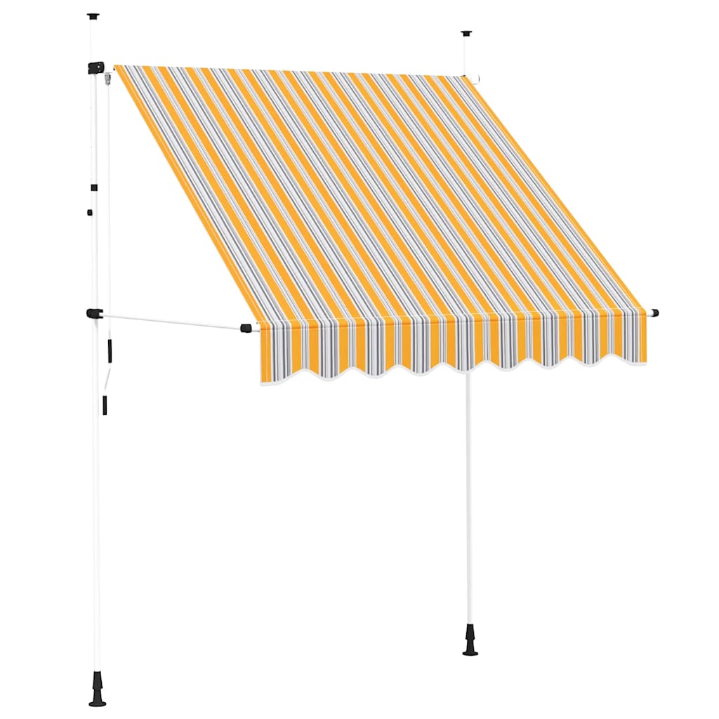 Tenda da Sole Retrattile Manuale 200 cm a Strisce Blu e Gialle