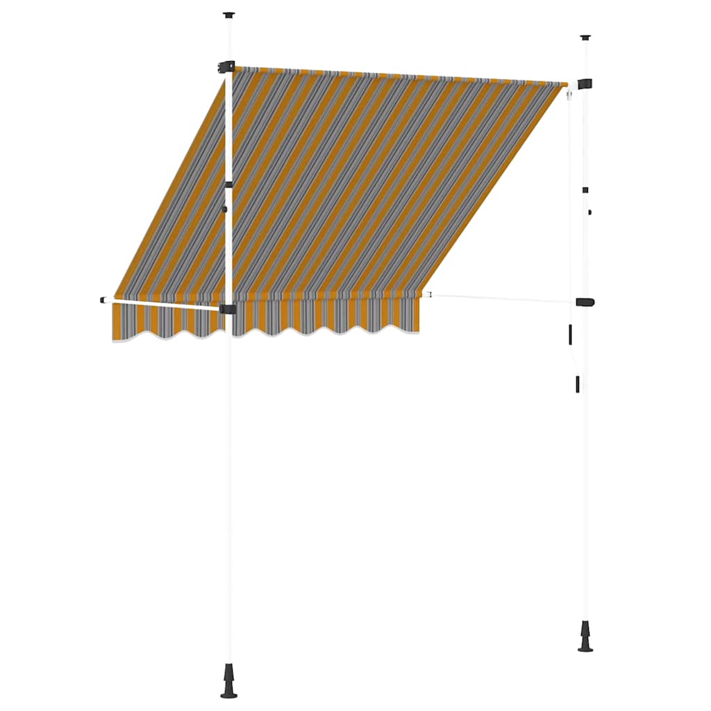 Tenda da Sole Retrattile Manuale 200 cm a Strisce Blu e Gialle