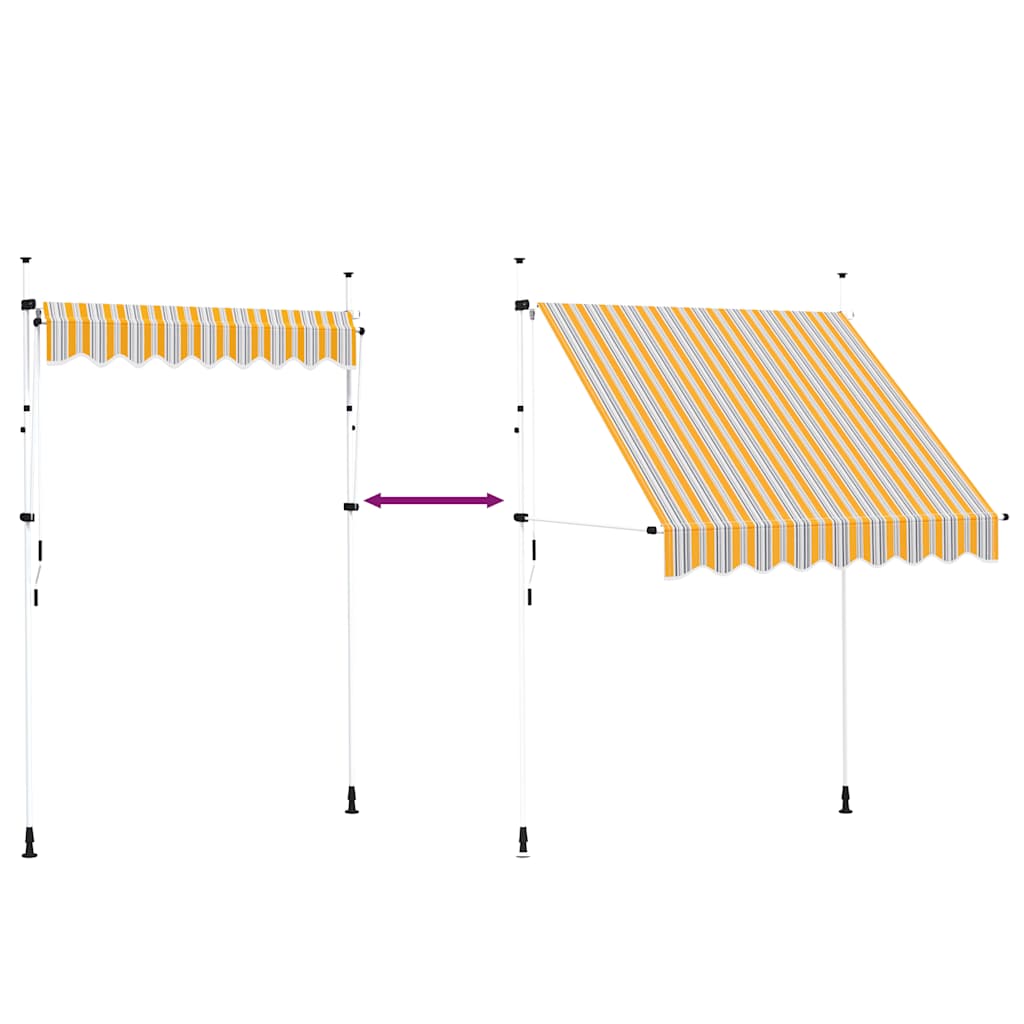 Tenda da Sole Retrattile Manuale 200 cm a Strisce Blu e Gialle