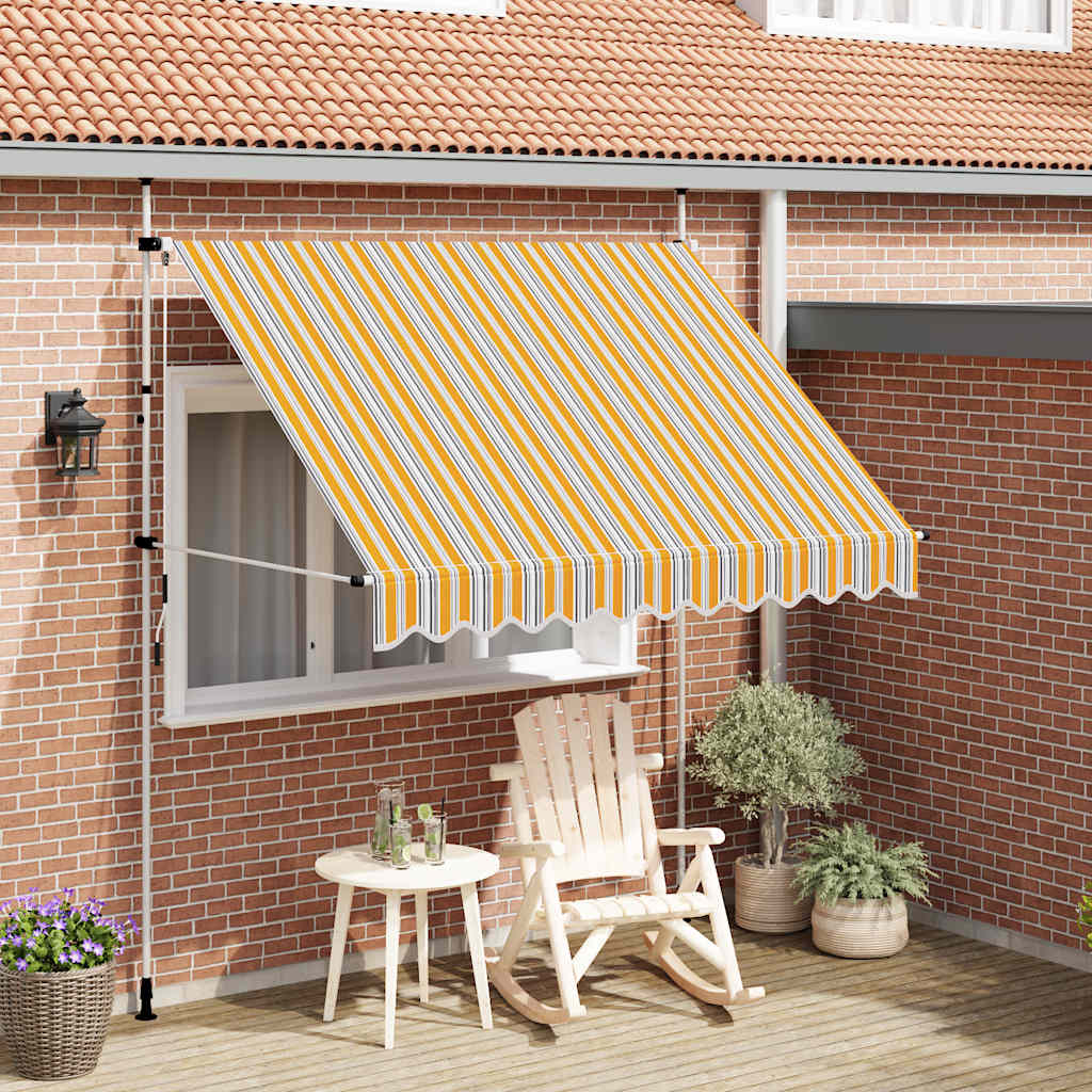 Tenda da Sole Retrattile Manuale 250 cm a Strisce Blu e Gialle