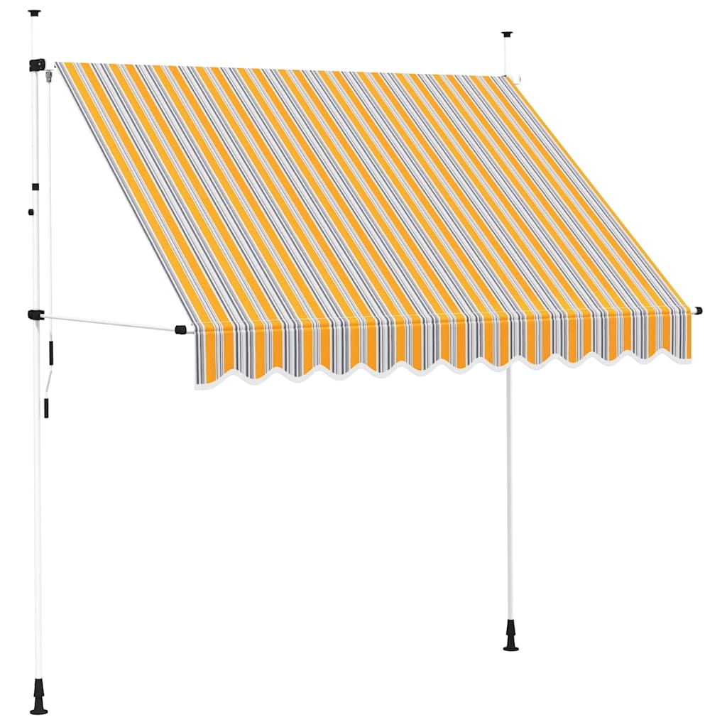 Tenda da Sole Retrattile Manuale 250 cm a Strisce Blu e Gialle