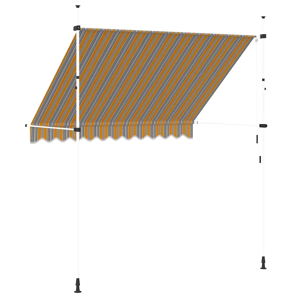 Tenda da Sole Retrattile Manuale 250 cm a Strisce Blu e Gialle