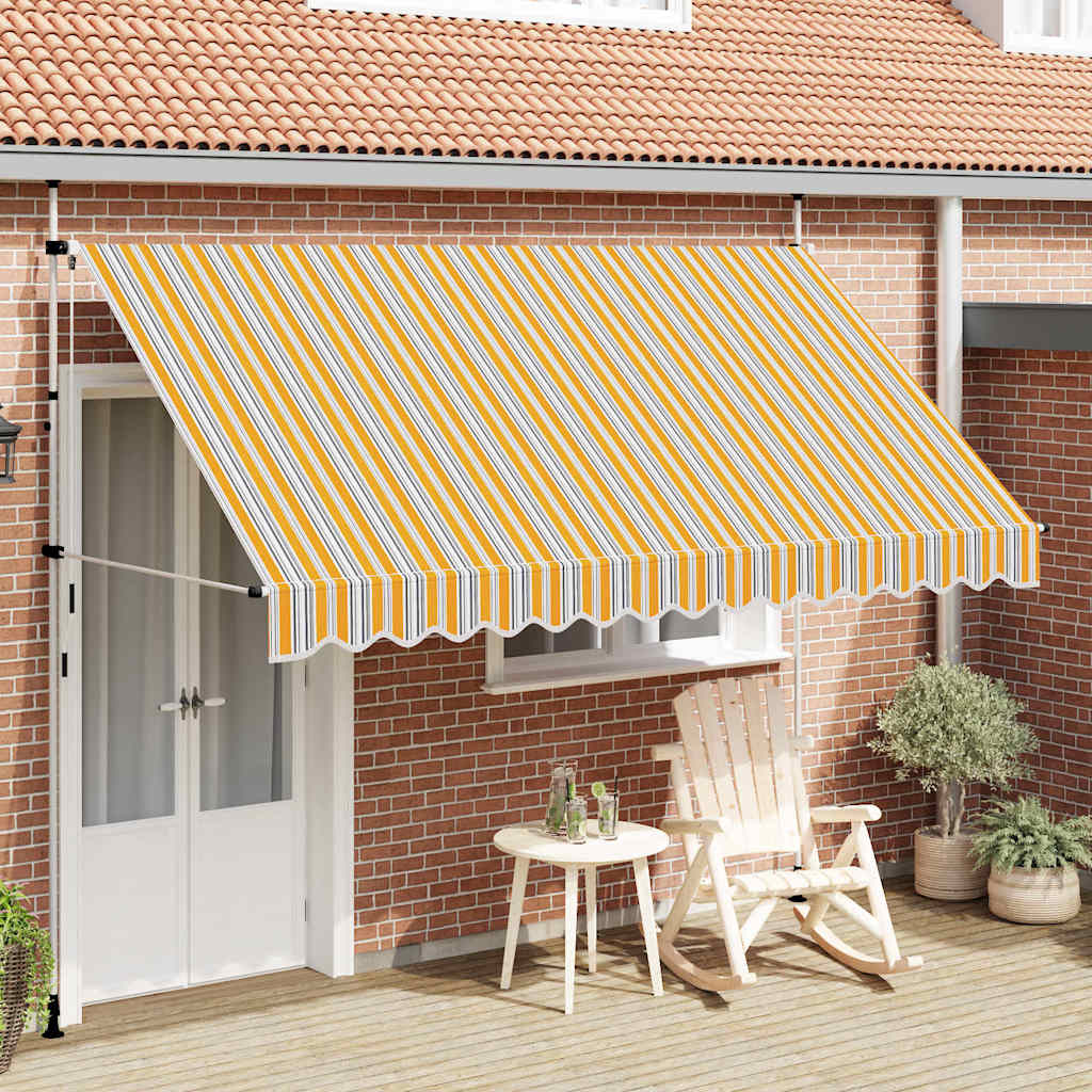 Tenda da Sole Retrattile Manuale 350 cm a Strisce Blu e Gialle