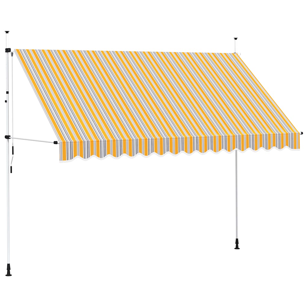 Tenda da Sole Retrattile Manuale 350 cm a Strisce Blu e Gialle