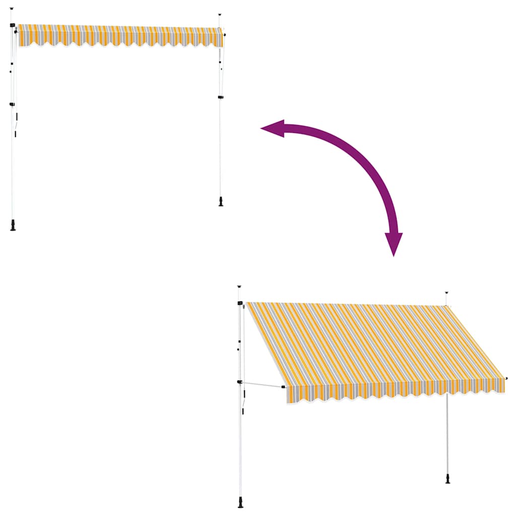 Tenda da Sole Retrattile Manuale 350 cm a Strisce Blu e Gialle