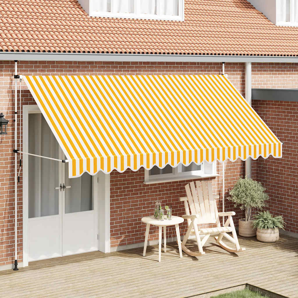 Tenda da Sole Retrattile Manuale 400cm Strisce Arancione Bianco