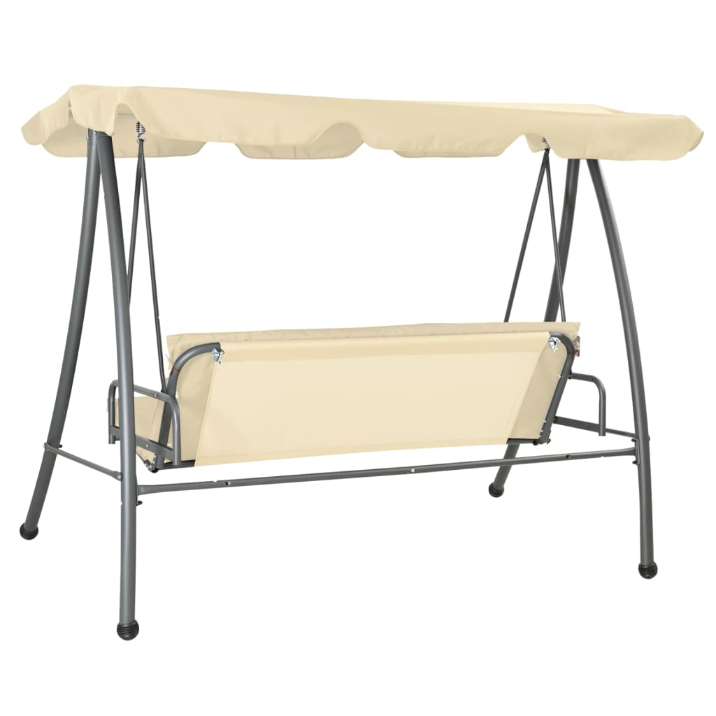 Dondolo da Giardino con Baldacchino Bianco Sabbia 192 cm