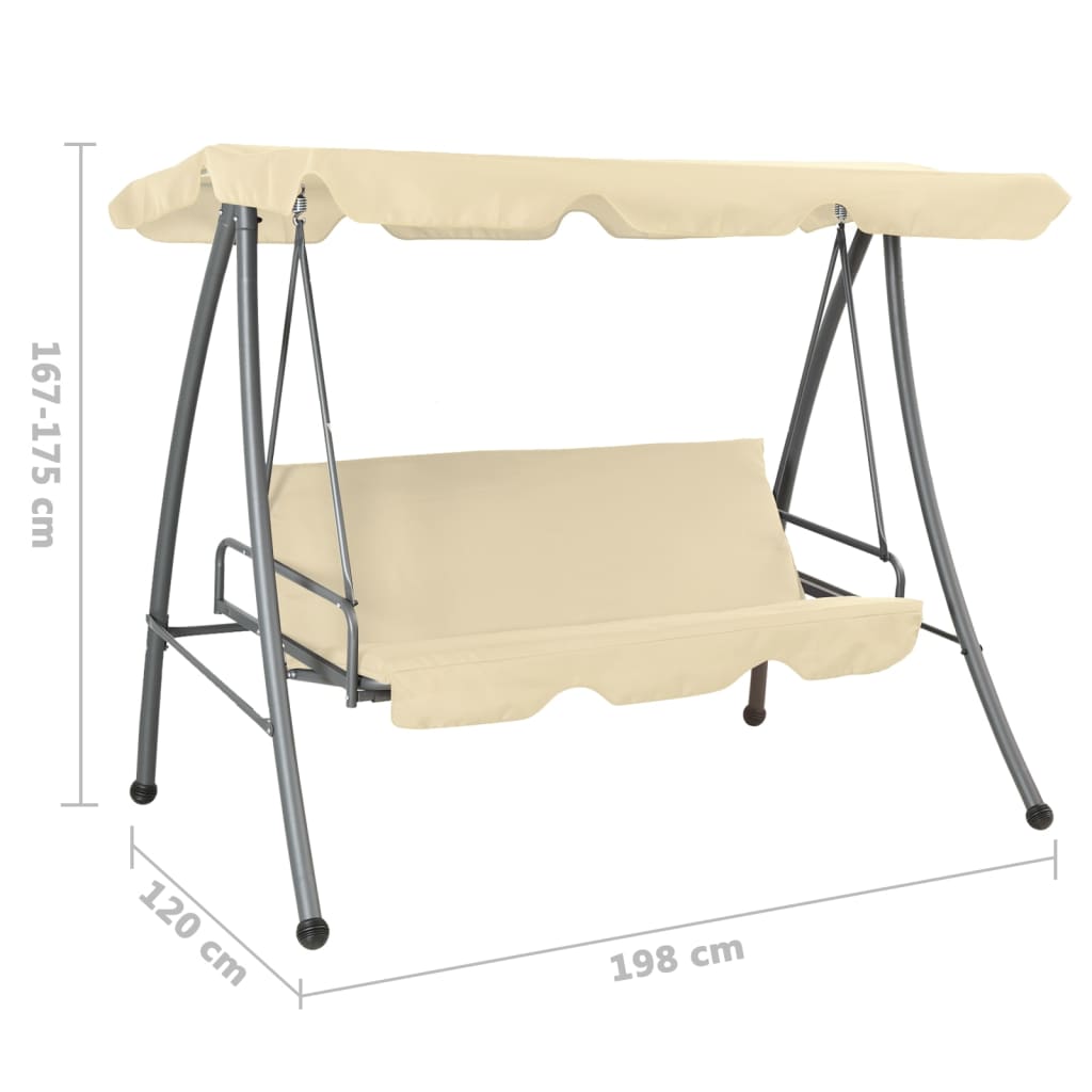 Dondolo da Giardino con Baldacchino Bianco Sabbia 192 cm