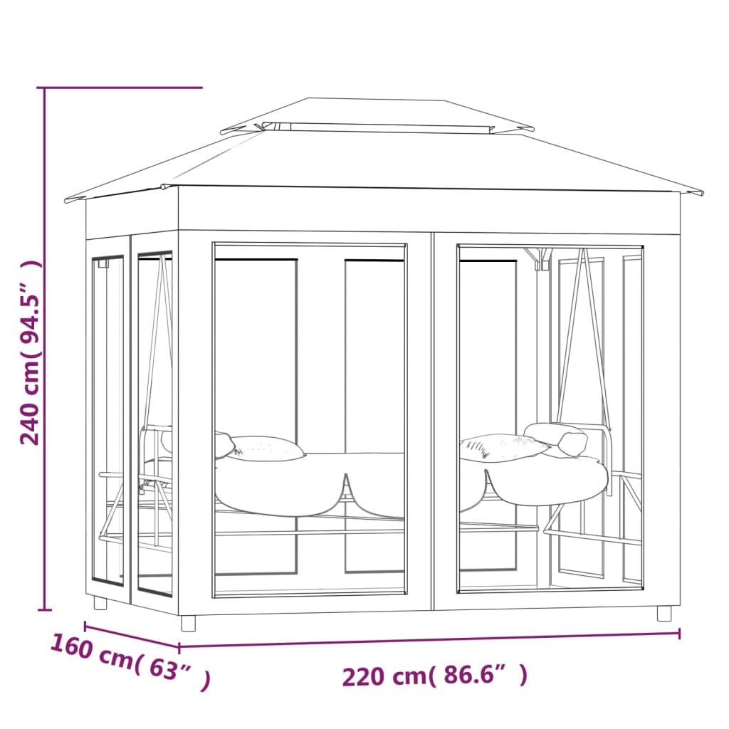 Gazebo Convertibile Panchina a Dondolo Bianco Crema