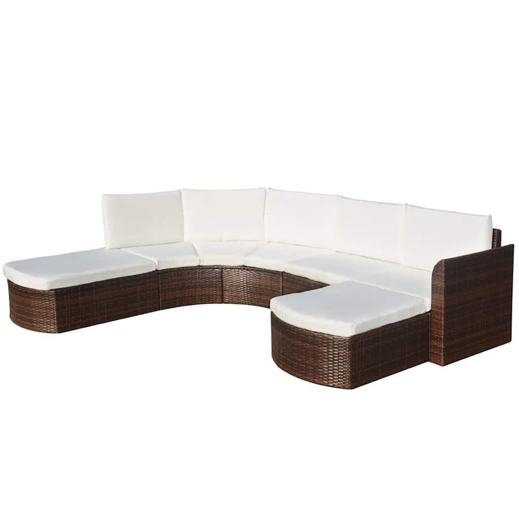 Set Divani da Giardino 4 pz con Cuscini in Polyrattan Marrone