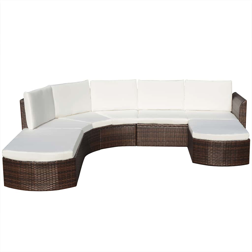 Set Divani da Giardino 4 pz con Cuscini in Polyrattan Marrone