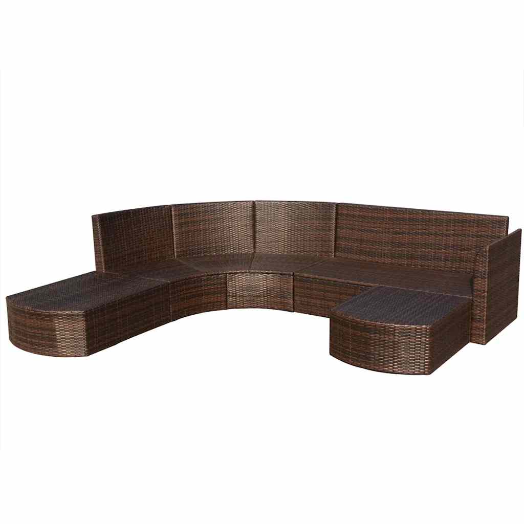 Set Divani da Giardino 4 pz con Cuscini in Polyrattan Marrone
