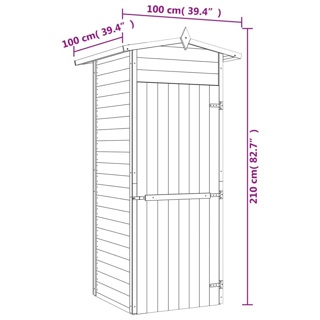 Capanno per Legna da Ardere in Pino Impregnato 100x100x210 cm