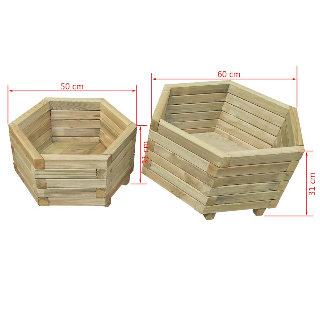 Set Letti Rialzati da Giardino 2 pz in Legno di Pino Impregnato