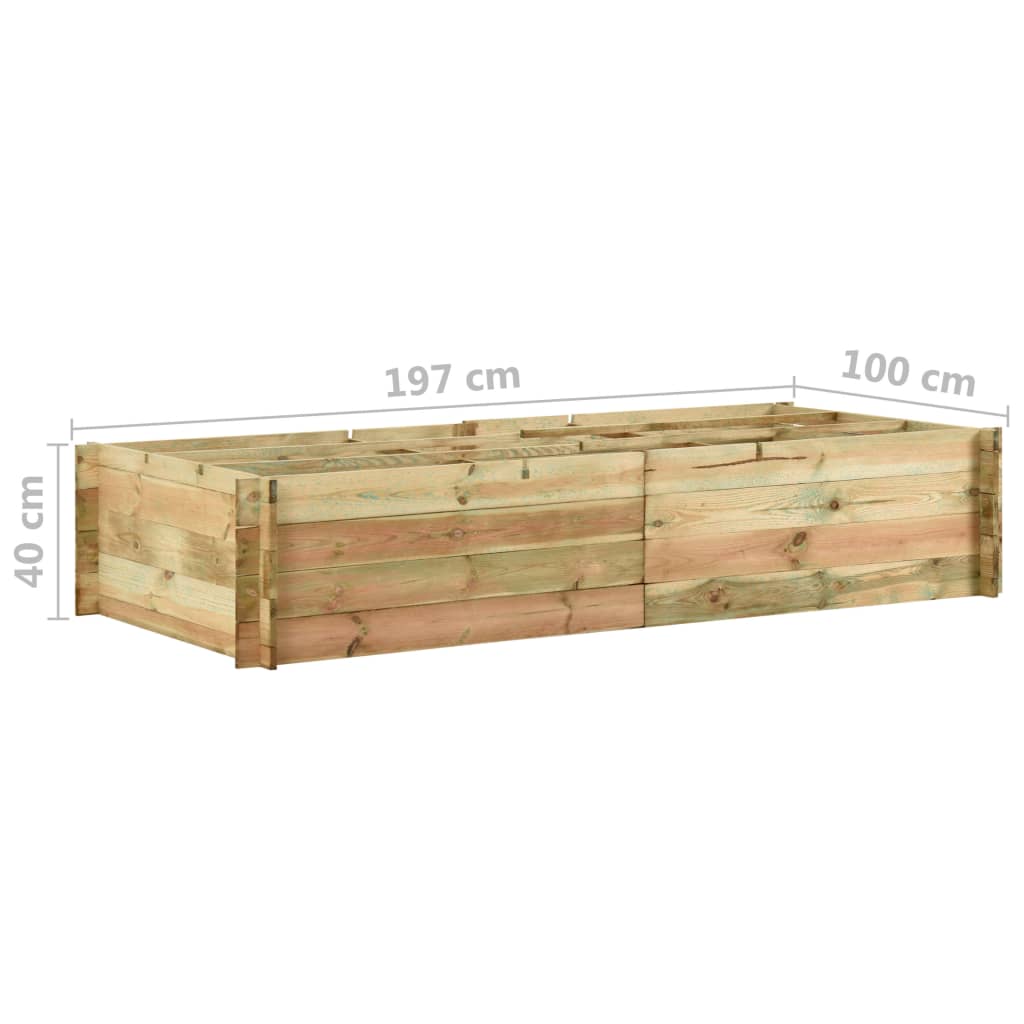 Fioriera Giardino Letto Vegetale in Legno di Pino 197x100x40cm