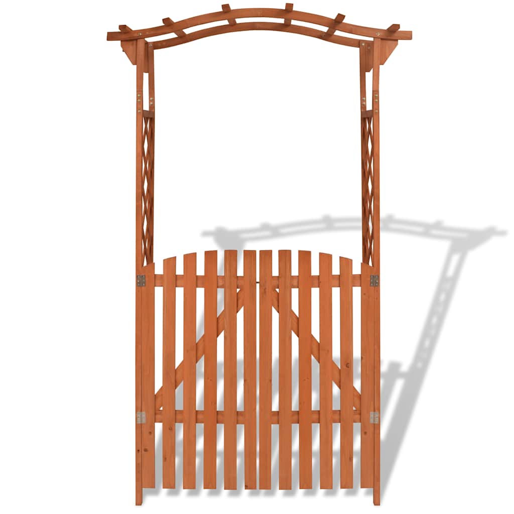 Arco da Giardino con Cancello in Legno Massello 120x60x205 cm