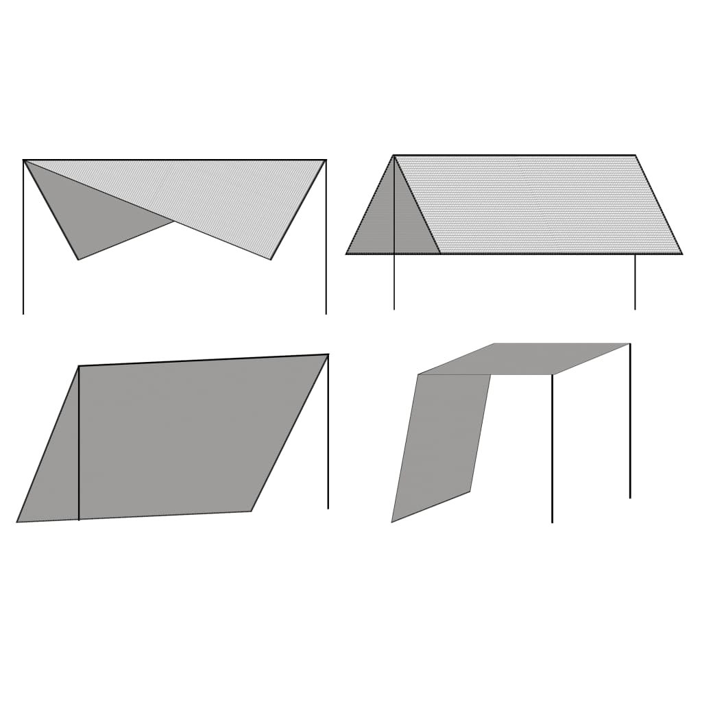 Tarp Parasole in HPDE Pali di Montaggio Quadrato 4x4 m Bianco