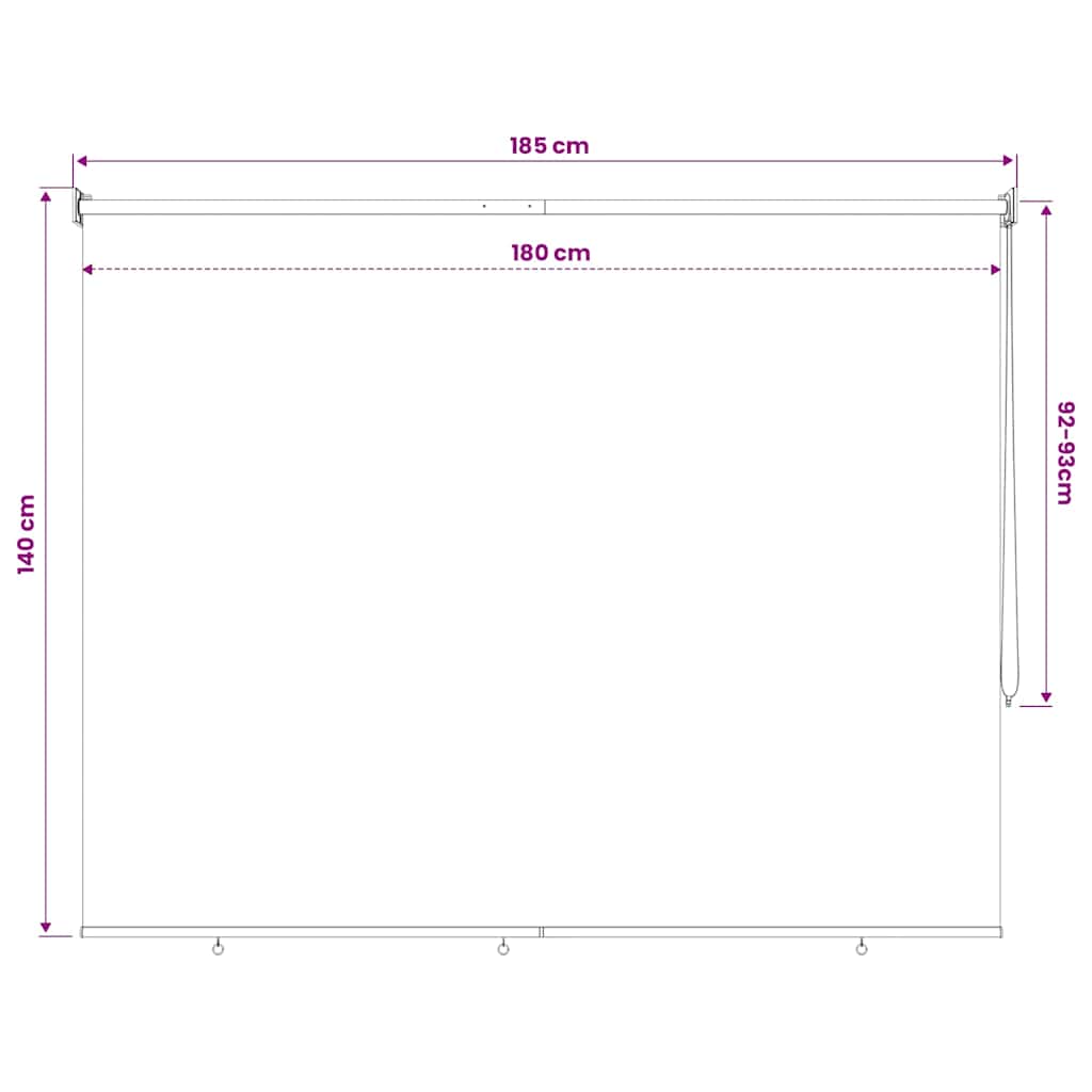 Tenda a Rullo per Esterni 185(L)x140(A) cm Beige