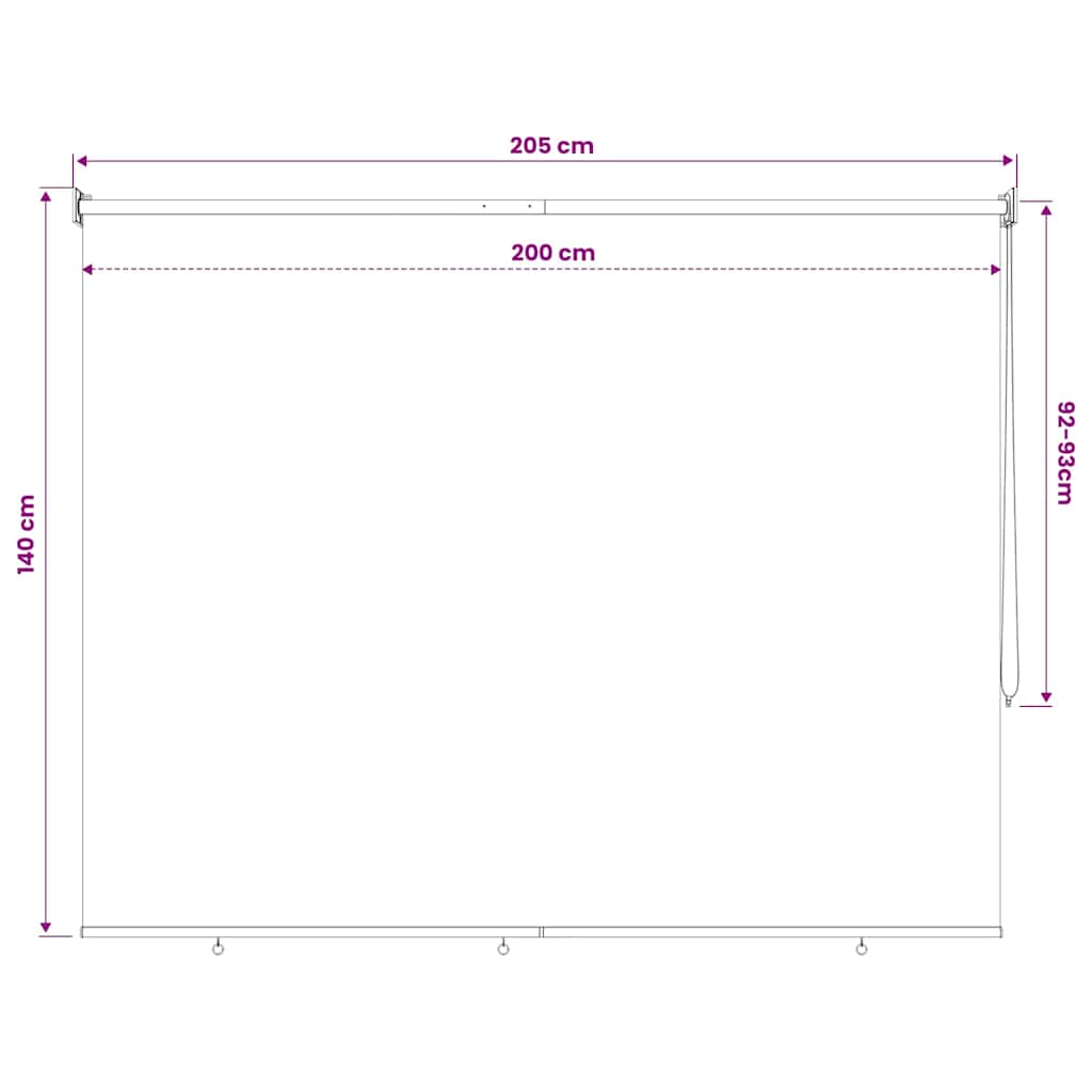 Tenda a Rullo per Esterni 205(L)x140(A) cm Beige