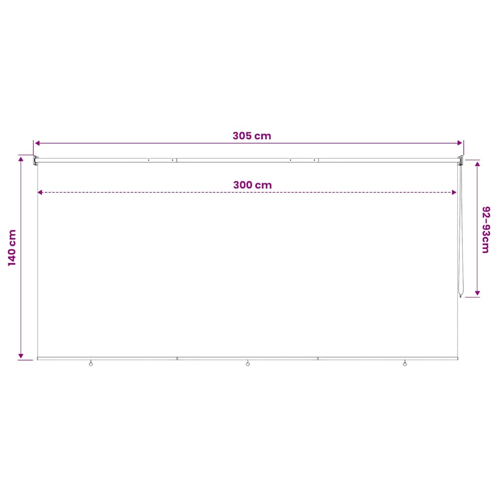 Tenda a Rullo per Esterni 305(L)x140(A) cm Beige