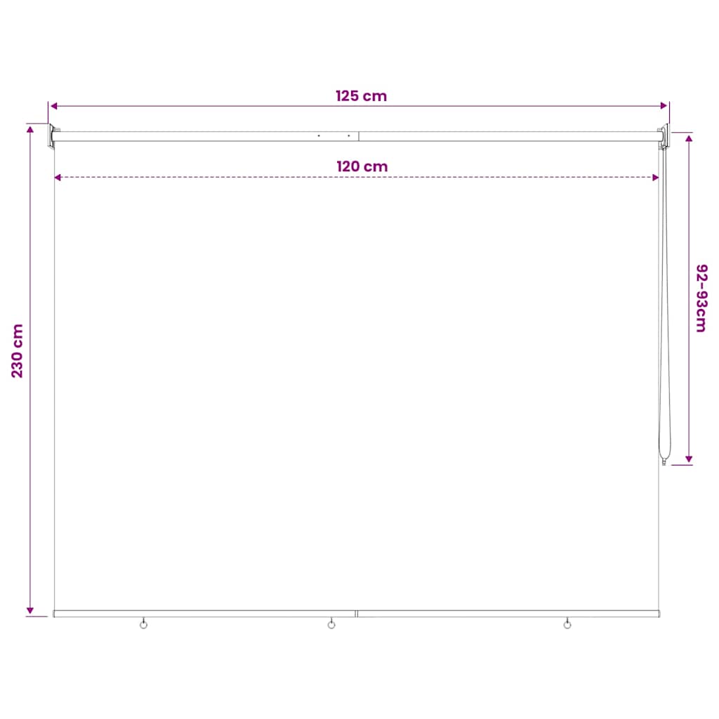 Tenda a Rullo per Esterni 125(L)x230(A) cm Beige