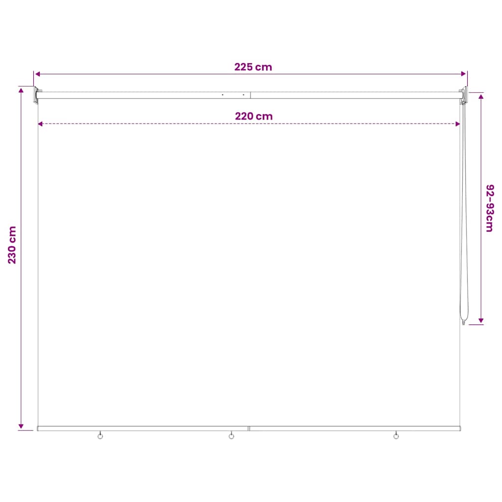 Tenda a Rullo per Esterni 225(L)x230(A) cm Beige