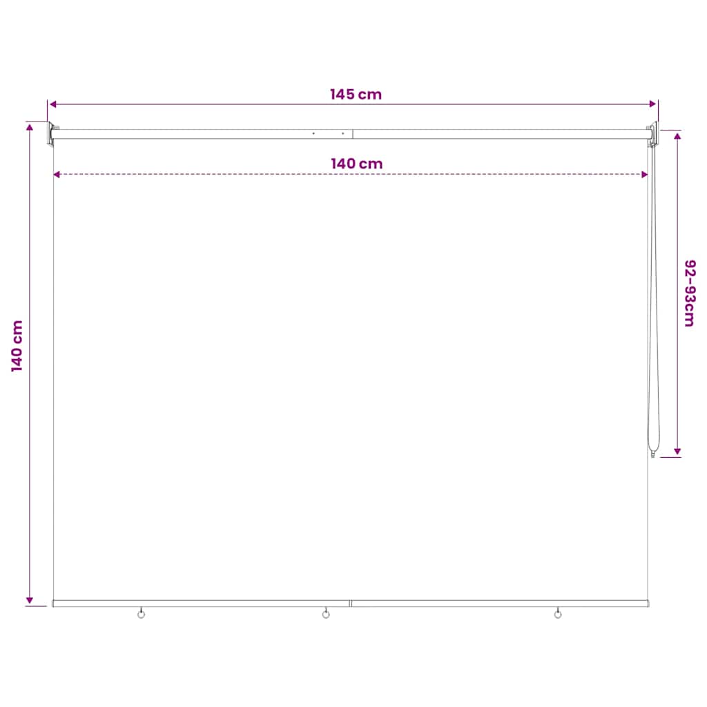 Tenda a Rullo per Esterni 145(L)x140(A) cm color crema