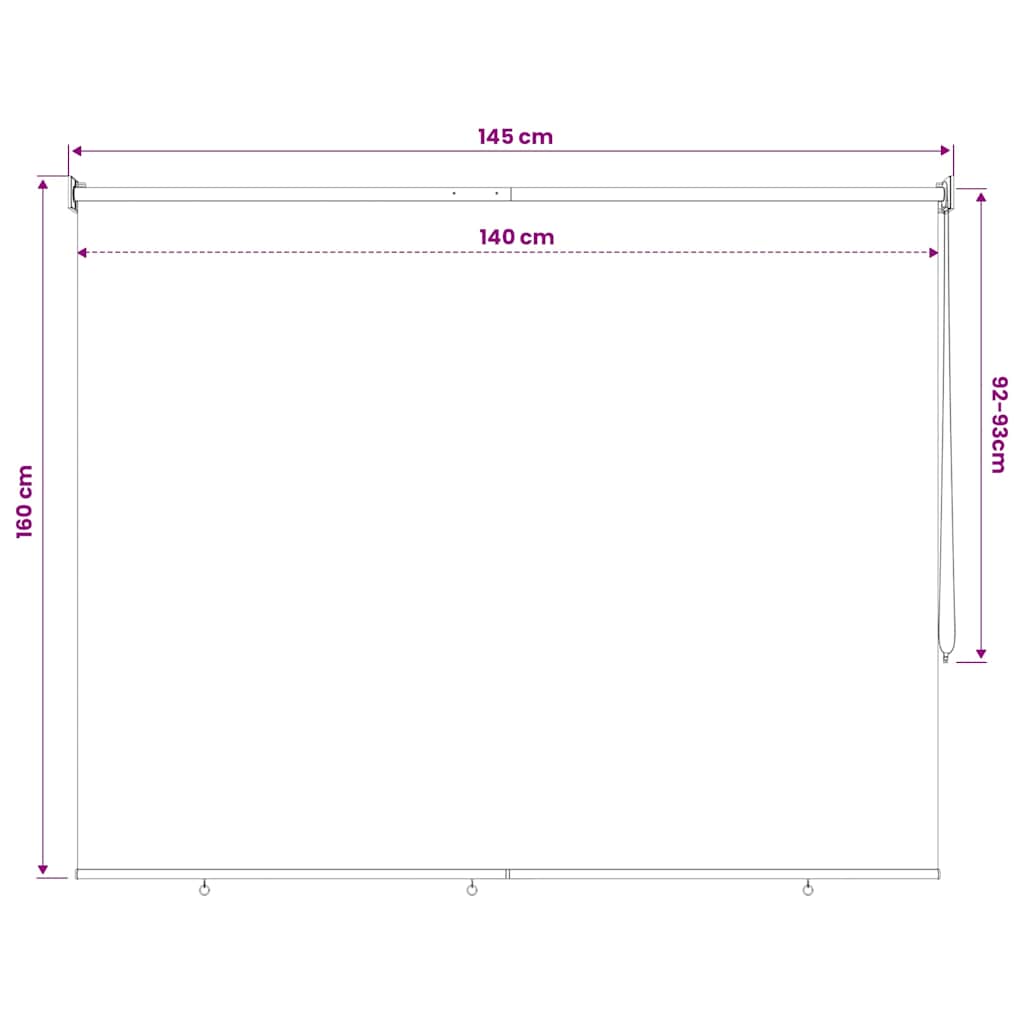 Tenda a Rullo per Esterni 165(L)x140(A) cm color crema