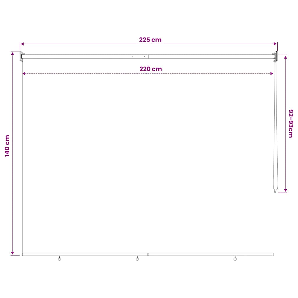 Tenda a Rullo per Esterni 225(L)x140(A) cm color crema